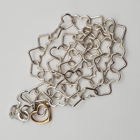 Milor Italy 925 Sterling Silver Open Heart Links 18” Necklace 20.5 Grams - Picture 4 of 8